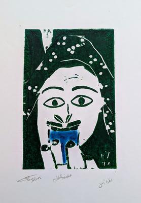 A Look of Hope, 1998, Linoleum print