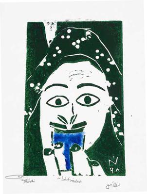 A Look of Hope, 1997, Linoleum print