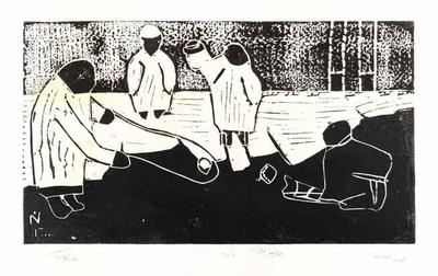 A Spinning Top Game, 2000, Linoleum print