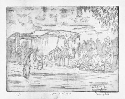Aseela Souq, 1981, Print - Zinc Etching