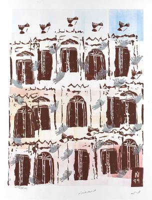 Birds of Love, 1999, Linoleum print