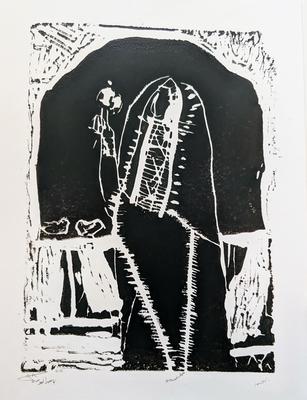 Bukhnaq, 1998, Linoleum print