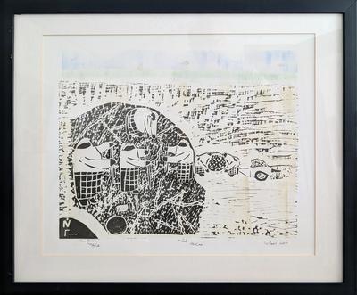 Cutting Reef Sheet-Rocks, 2000, Linoleum print