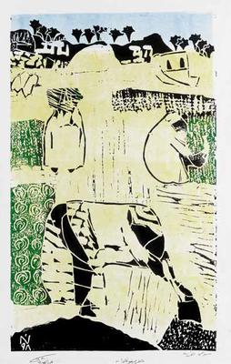 Depictions from Village Life, 1998, Linoleum print