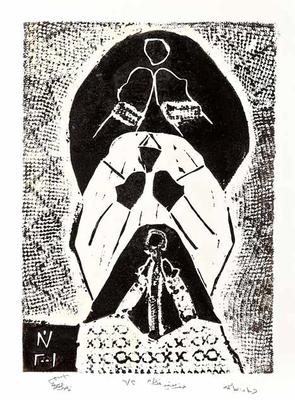 Family Prayers, 2001, Linoleum print