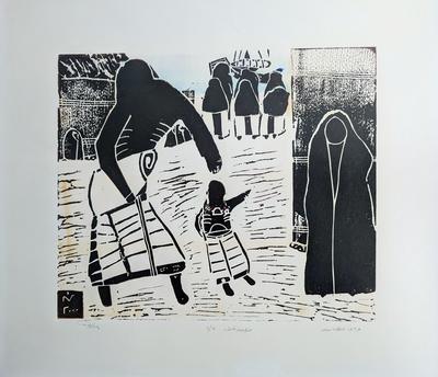 Father, Take Me with You, 2000, Linoleum print