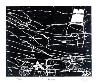 Flower of Immortality, 2000, Linoleum print
