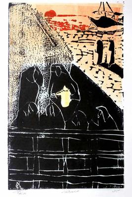 Hospitality, 1998, Linoleum print
