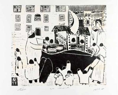 Ice Cream Seller, 1999, Linoleum print