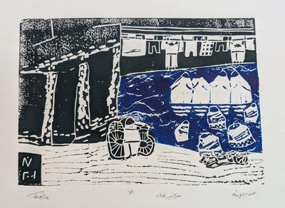 Laundrymen’s Spring, 2001, Linoleum print