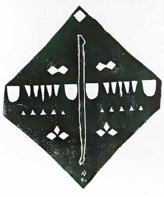 Letters, 1997, Linoleum print