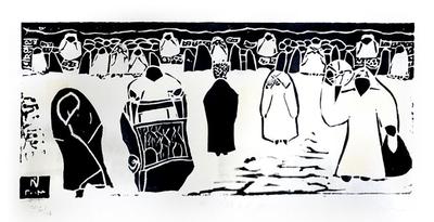 Local Market, 2003, Linoleum print