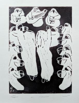 Long Live Jouri, 2001, Linoleum print