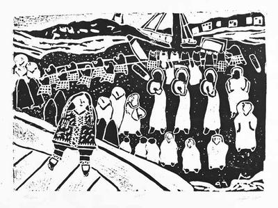 Longing Songs, 1996, Linoleum print