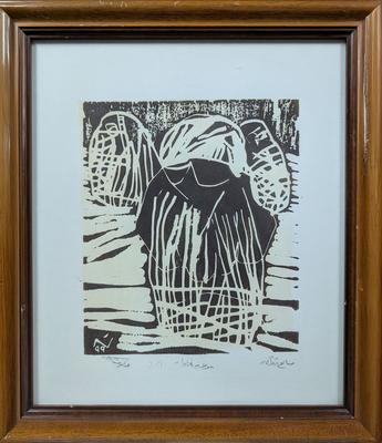 Marine Trap Makers, 1999, Linoleum print