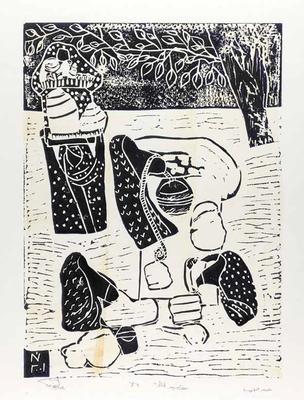 Near the Well, 2001, Linoleum print