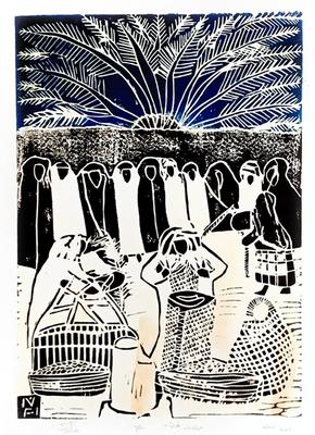 Our Mother the Date Tree, 2001, Linoleum print