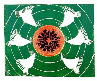 Peace on Earth, 1998, Linoleum print