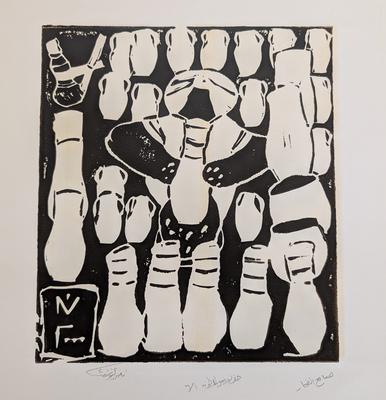 Pottery Maker, 2000, Linoleum print