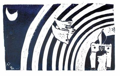 Prayers, 1998, Linoleum print