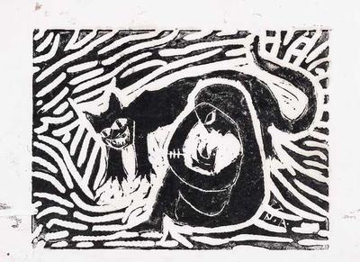Protection, 1978, Linoleum print
