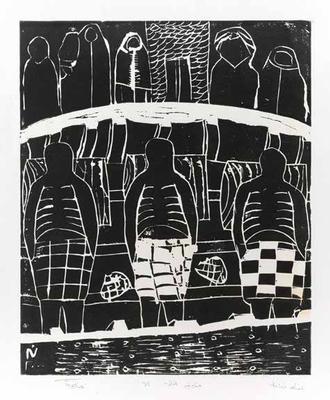 Rest and Memories, 2000, Linoleum print