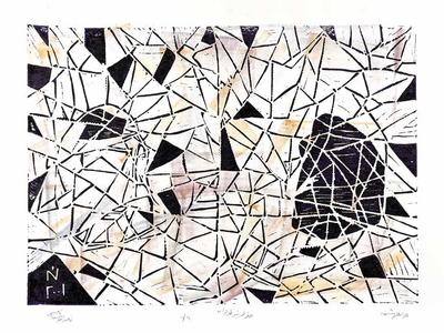 Shattered Mirrors, 2001, Linoleum print