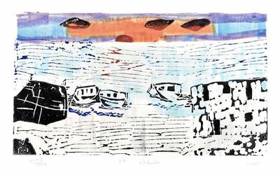 Sunset, 2001, Linoleum print