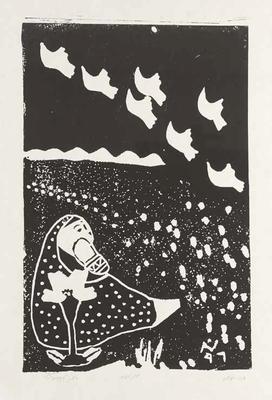 The Afternoon Flowers, 1996, Linoleum print