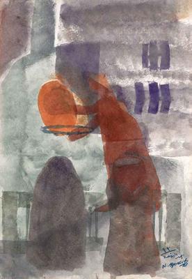 The Baker, 1993, Watercolor stencils