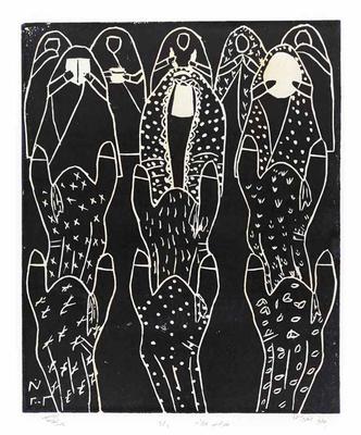 The Bride’s Ceremony, 2002, Linoleum print