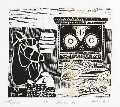 The Clothes Basket, 2003, Linoleum print