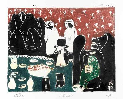 The Engagement, 1999, Linoleum print