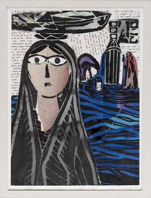 The Green Spring 1, 1985, Linoleum and mixed media