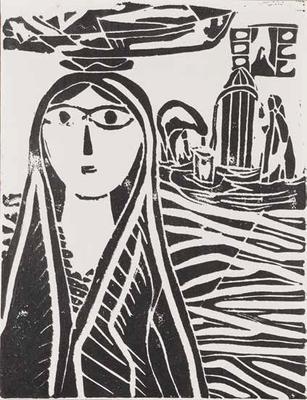 The Green Spring 1b, 1985, Linoleum print