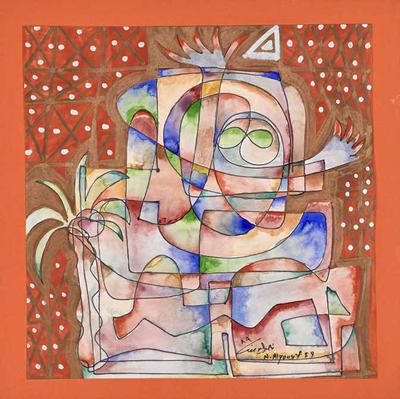 The Lady and the Date Tree, 1989, Watercolour