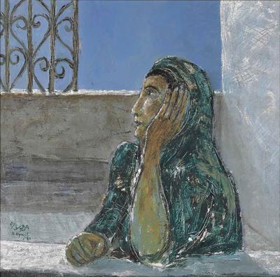 The Lady and the Moon,, 1989, Acrylic