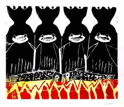 The Last Meal, 1998, Linoleum print