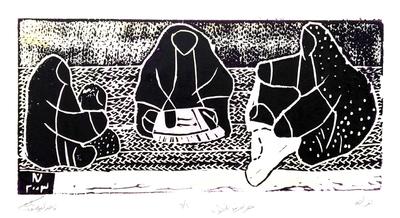 The Masseuse, 2003, Linoleum print