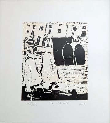 The Meeting, 2000, Linoleum print