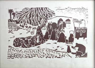 The Picnic, 1996, Linoleum print