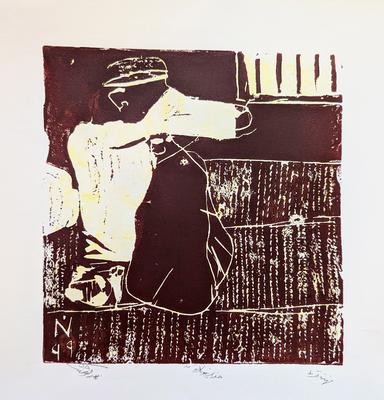 The Profession of Our Forefathers, 1999, Linoleum print