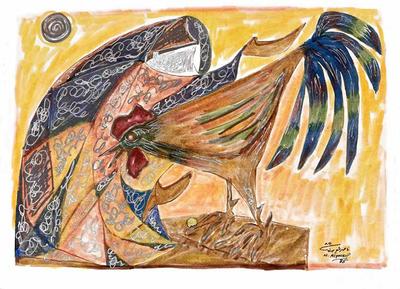 The Spoiled Rooster, 1985, Watercolors and marker pens
