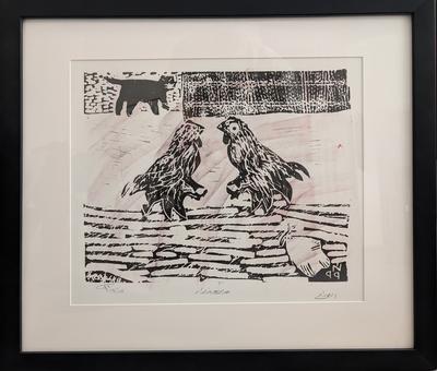The Struggle, 1999, Linoleum print