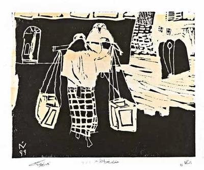 The Water-Bearer, 1999, Linoleum print