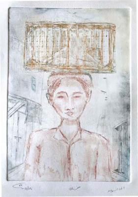 To the Market, 1987, Zinc etching (colored)