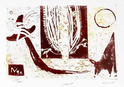 Tradition and Authenticity, 1998, Linoleum print