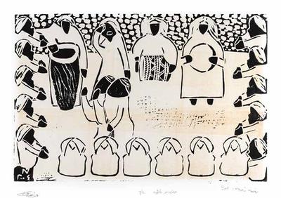 Traditional Dance – Al Fejiri, 2004, Linoleum print