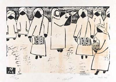 Traditional Dance – Jurba, 2004, Linoleum print