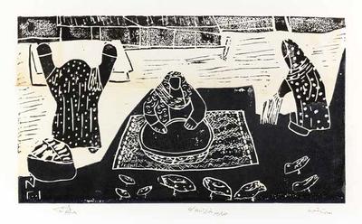 Traditional Home, 2001, Linoleum print